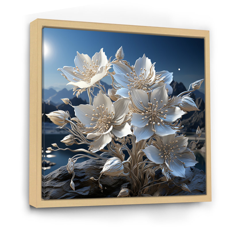 Sunlit Poinsettia Serenade, reproduction d'art sur toile, Cadre naturel flottant, H 16 po x l 16 po x P 1 po