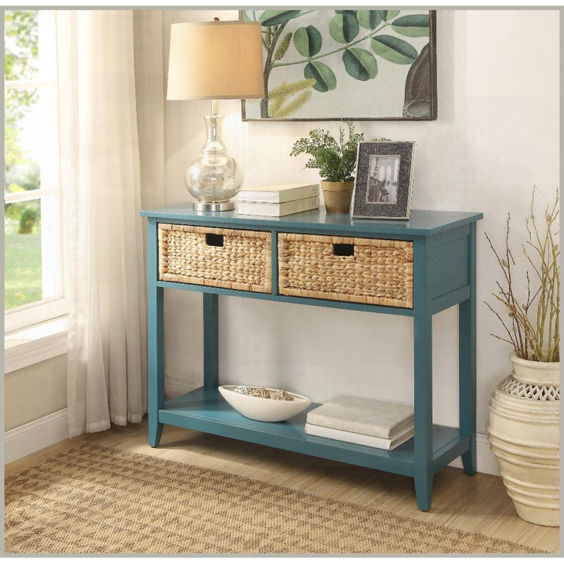 Table basse à 2 tiroirs Teal Flavius Tablette inférieure - Rangement peu encombrant pour le salon
