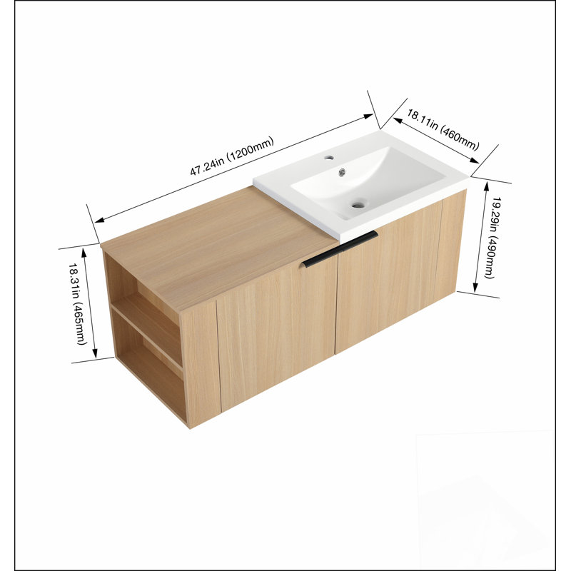 48 "Bathroom Vanity Sink Combo for big Space,Modern Bathroom Cabinet Cabinet combination, Bathroom Sink Cabinet Set, Oak