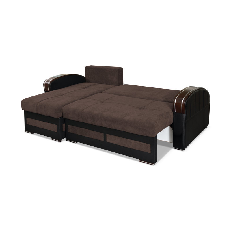 Vitela Upholstered L-Shaped Sectional Reversible, Brown