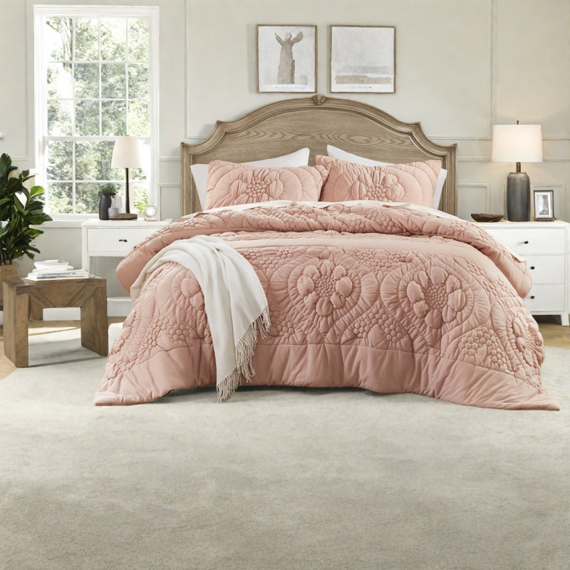 Ensemble de literie rose romantique, très grand confort en polyester, utilisation toutes saisons
