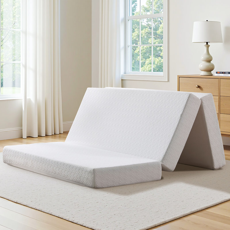 Matelas en mousse viscoélastique pliable de 6 po avec housse antidérapante pour lit escamotable, grand, Grand lit