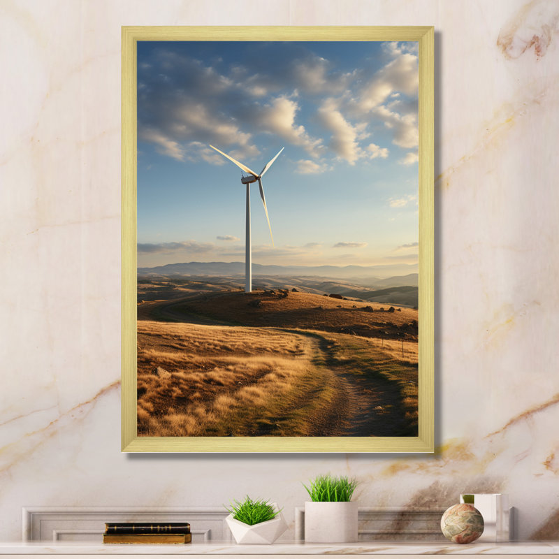 Wind Turbines Minimalist Motion I sur impression sur toile, H 32 po x l 16 po x P 1 po, Cadre doré à une seule photo