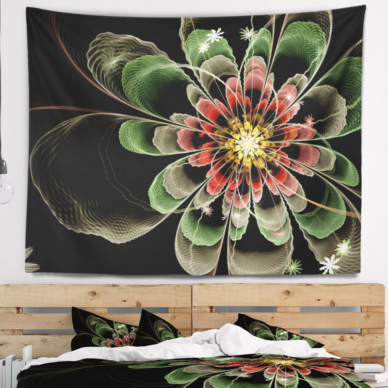 Tapisserie florale abstraite, H 32 po x l 39 po