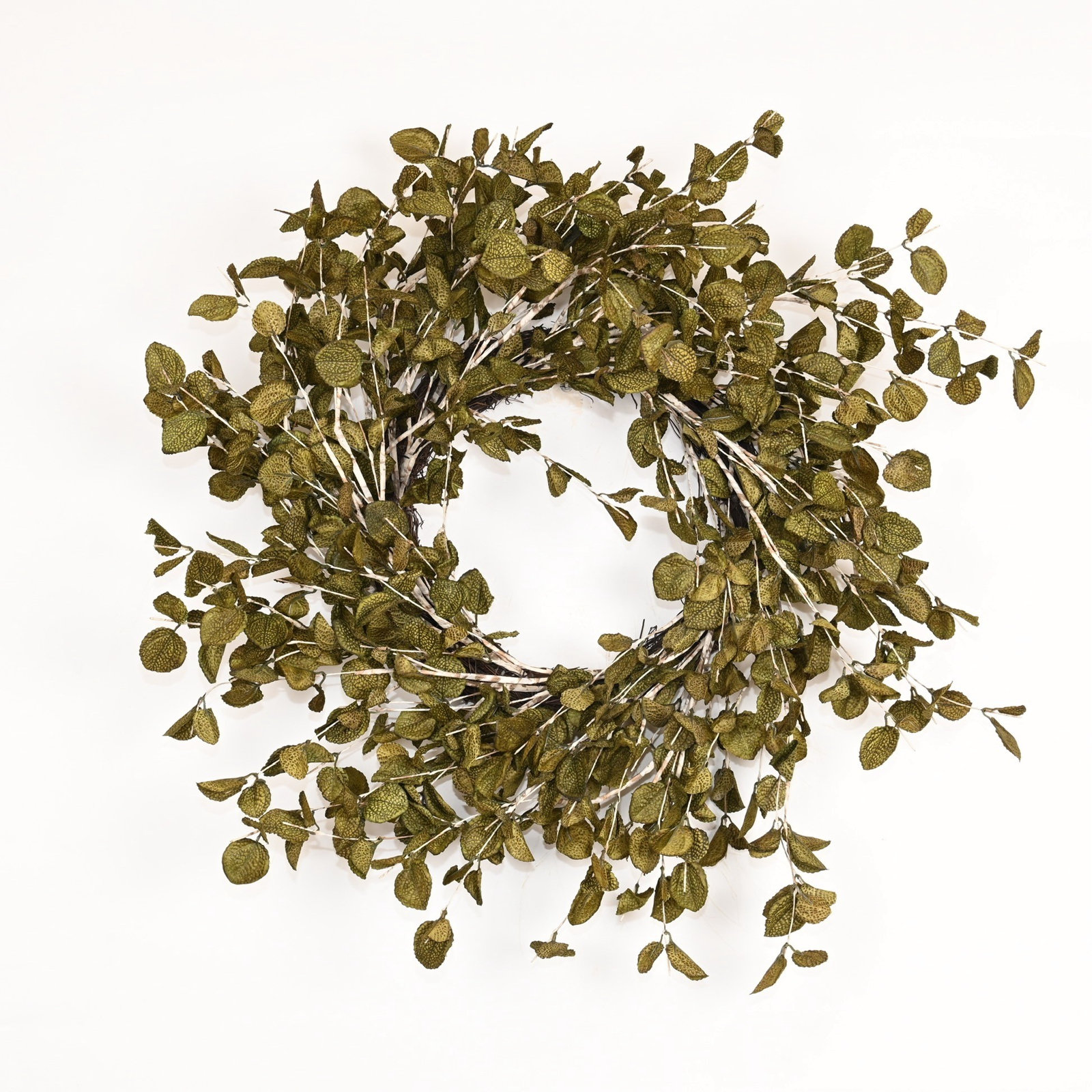 24'' Handcrafted Faux Eucalyptus Wreath, Dark Green