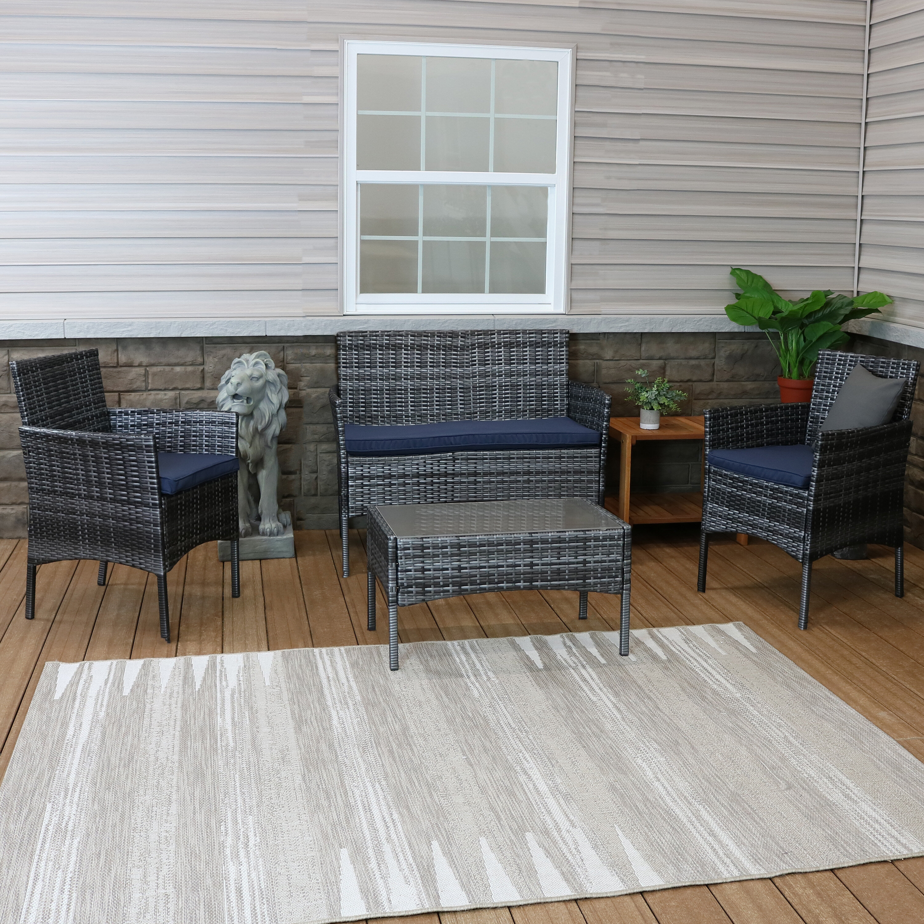 Winston Porter Patio 4 Piece Rattan Sofa Seating Group with Cushions ...