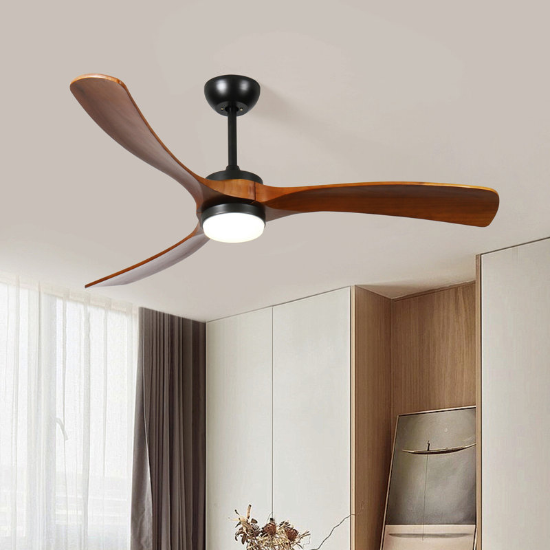 60-Inch 3-Blade Solid Wood Ceiling Fan Light