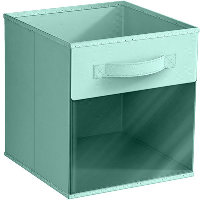 Bac de rangement 11 "avec fenêtre transparente et poignées Sorbus - Organisateurs de tissu pliables 1 pièce, bleu sarcelle pastel
