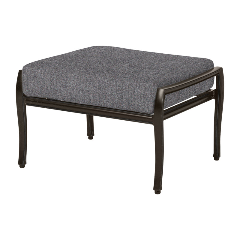 Edge Outdoor Ottoman, Cast Slate Sunbrella® Plainweave, Midnight Gold