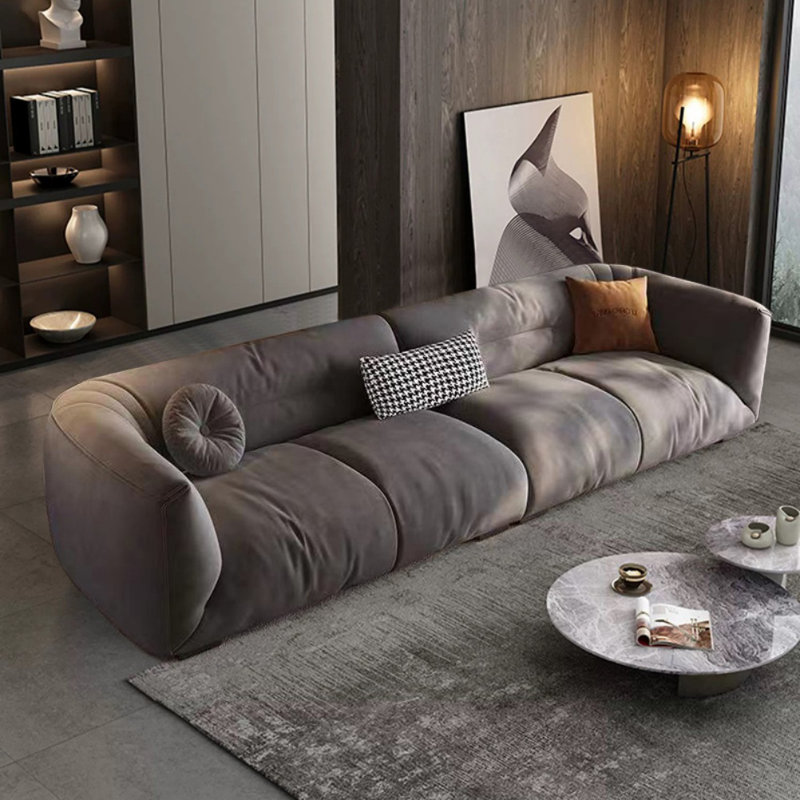 Modern Creative Minimalist Sofa, 26.77" H x 102.36" W x 35.43" D, Grey