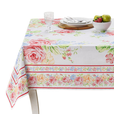 Maison d' Hermine Table Cloth Rectangle Table 100% Cotton 60 x 90 Inches Tablecloth Reusable Decorative for Dining Room Farmhouse Home Valentines Day Decorations Spring Summer - Summer Whisper