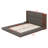 Floor Upholstered Platform Bed With Extended Wood Headboard & Bedside Shelf
