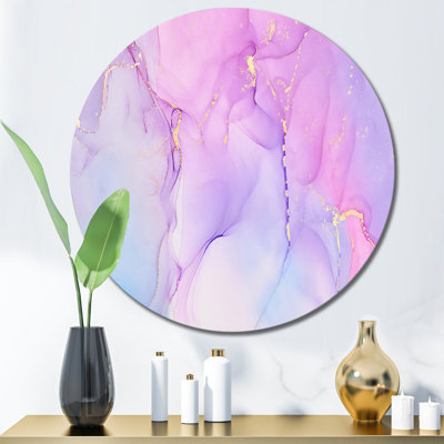 Mauve et turquoise luxueux, art fluide abstrait I - art mural moderne en métal