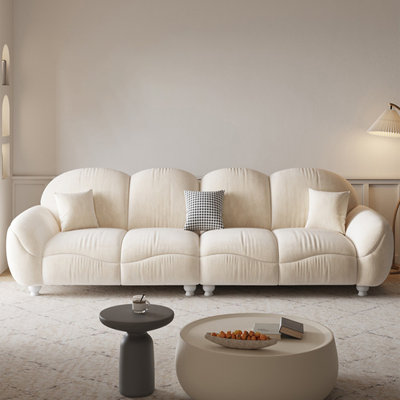 Causeuse-coussin modulaire 100% polyester crème