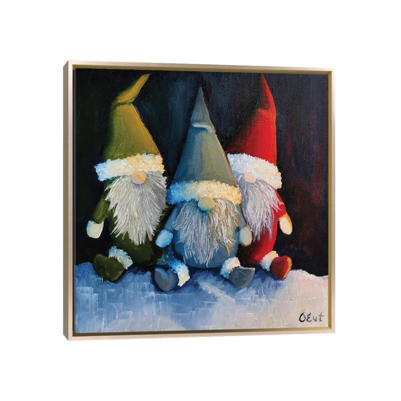 Gnomes de Noël. Cadeau de Noël - reproduction d'art murale - toile encadrée, Champagne, H 26 po x l 26 po