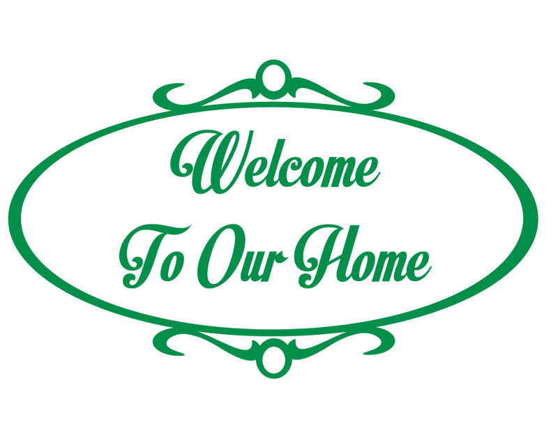 Décalcomanie murale welcome to home, H 36 po x l 60 po x P 0,01 po, Vert clair