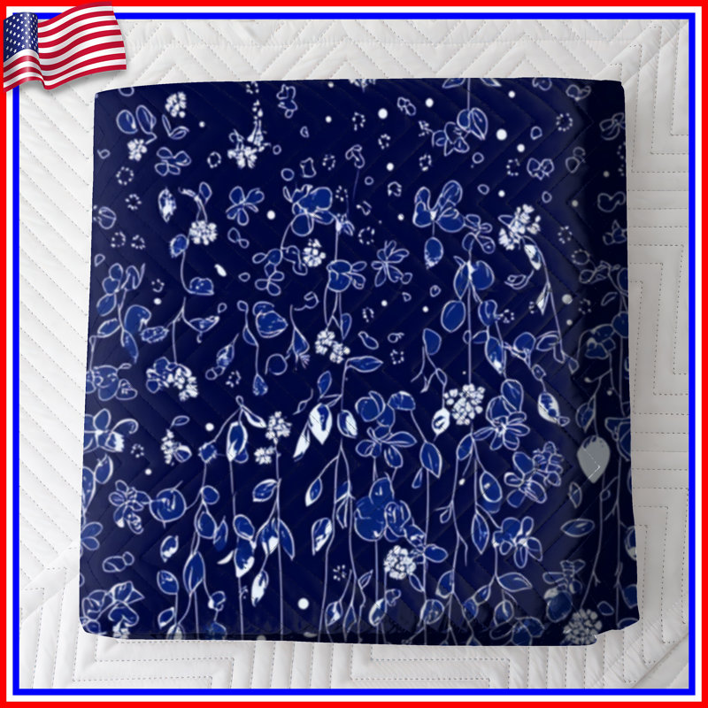 Couvre-lit matelassé à motif floral bleu marine toutes tailles, Double