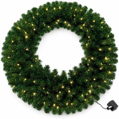 Couronne de Noël pré-illuminée de 122 cm (48 po), 200 DEL blanc chaud