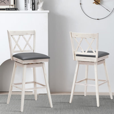 Dutil Swivel Counter Stool with Solid Wood Frame