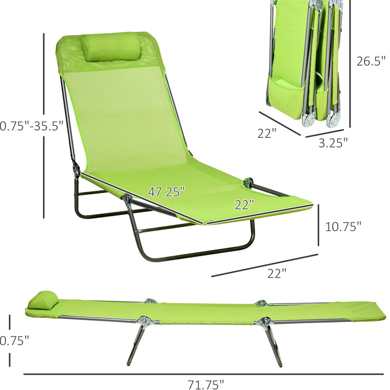 Chaises longues d'extérieur pliantes de 2, 6 sièges inclinables et respirants en filet avec, pour la plage, cour, patio, chaises de plage inclinables, 2 pièces, siège,