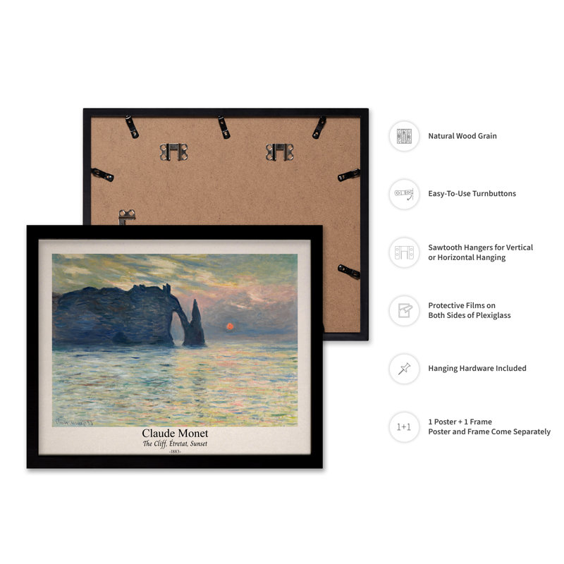 Claude Monet - La falaise, Black Framed, Poster, 24"H x 32"W