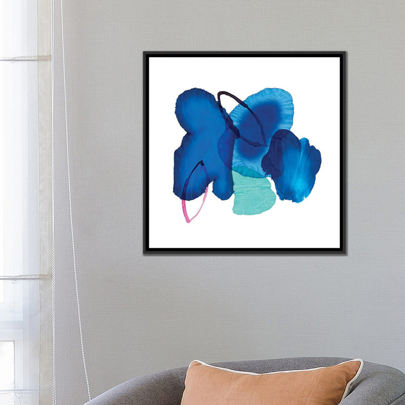 « splash ink », impression sur toile, H 18 po x l 18 po x P 1,5 po, Toile avec cadre noir, Pas de tapis