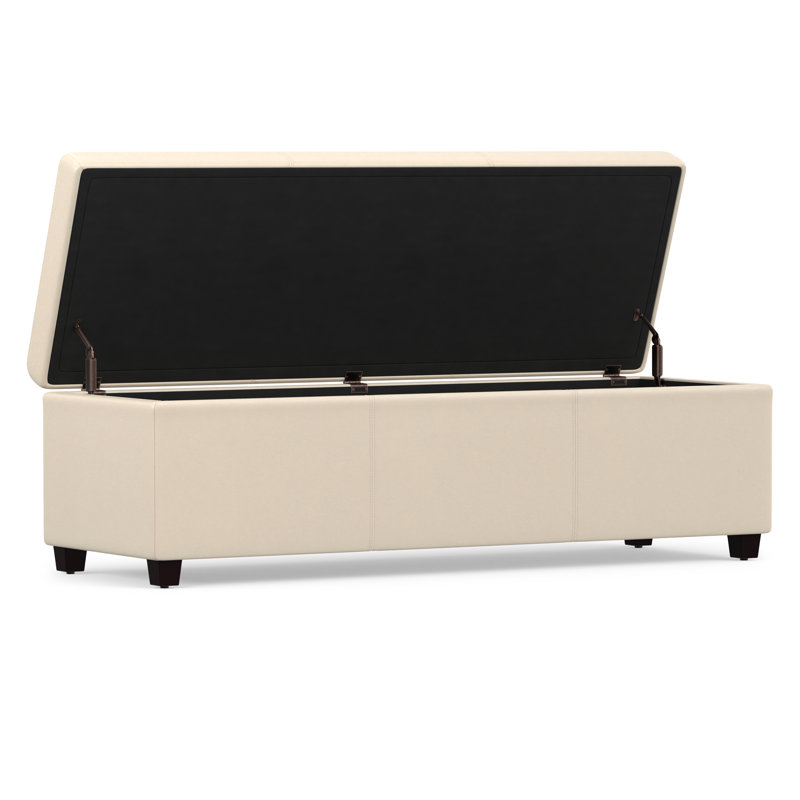 Avalon 54"W Upholstered Vegan Leather Contemporary Rectangular Lift-Top Storage Ottoman Bench with Hidden Storage