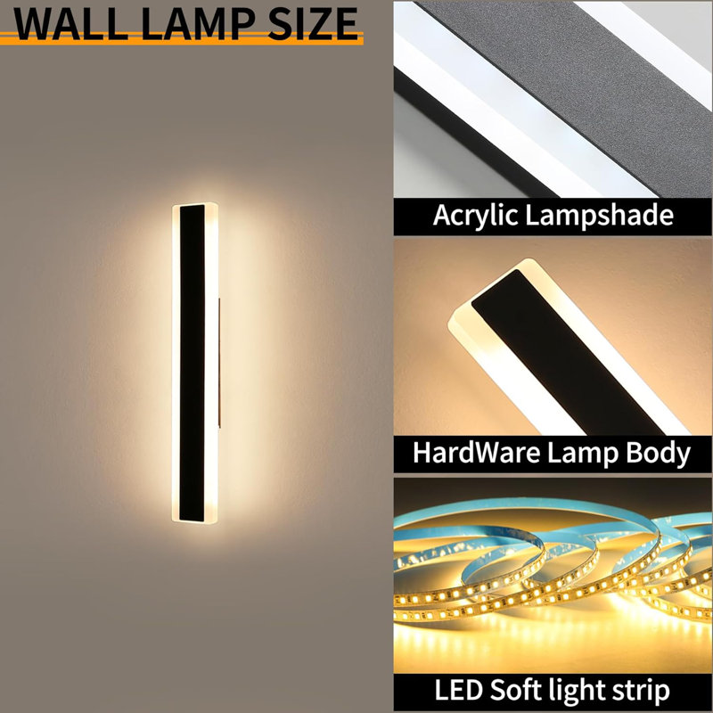 2Pack Outdoor Wall Light Fixtures, 10%-100% Dimmable Outdoor Wall Lights Exterior Front Porch Light 3000-6000K Wall Mounted Led Lighting For Basement, Shop,Garage Lighting