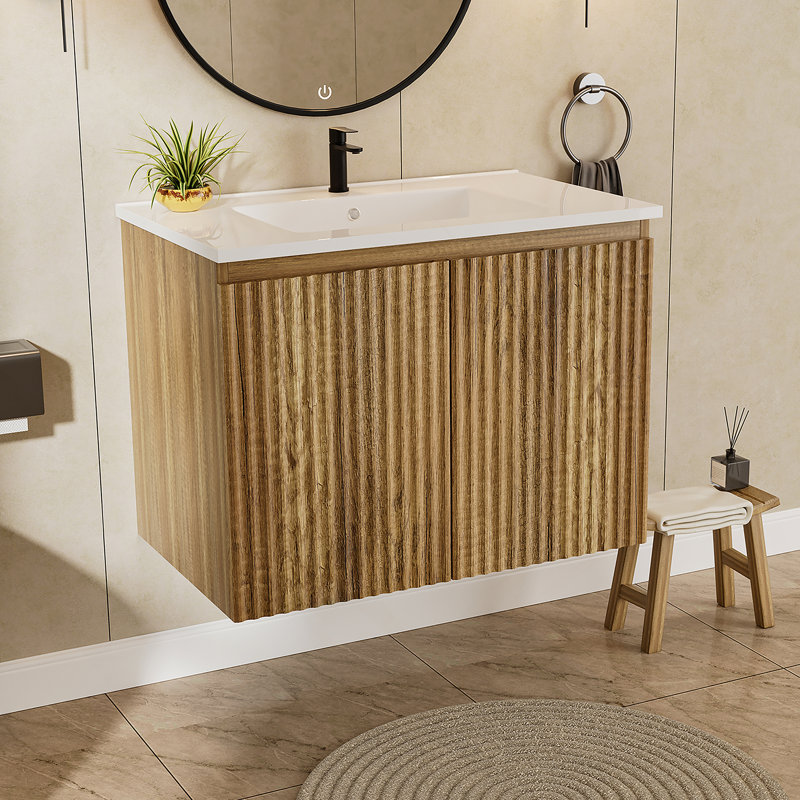Armoire murale pliante avec évier crème, Chêne doré