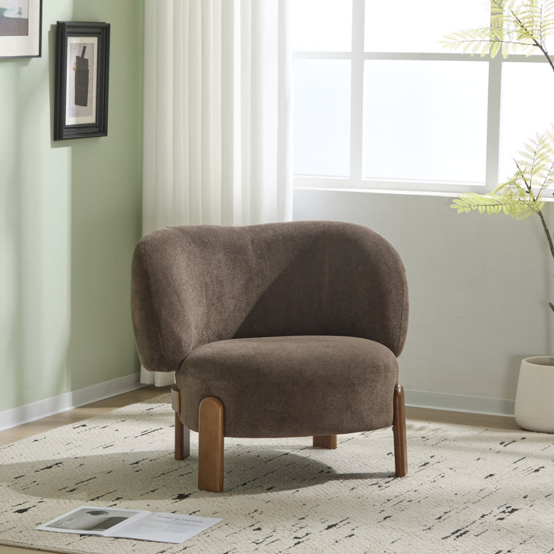 Harr Mid-Century Modern Wingback Upholstered Accent Chair, Dark Brown