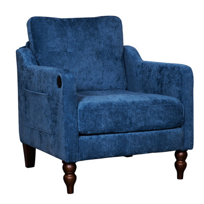 Chaise en chenille avec tissu haute densité, conception ergonomique et pochette de rangement pour fauteuil résidentiel rembourré à plusieurs couches, base en bois massif, confort adapté au corps