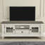 Meuble télé antique blanc et brun avec tiroir et rangement, parfait pour les salons modernes et champêtres-460166724