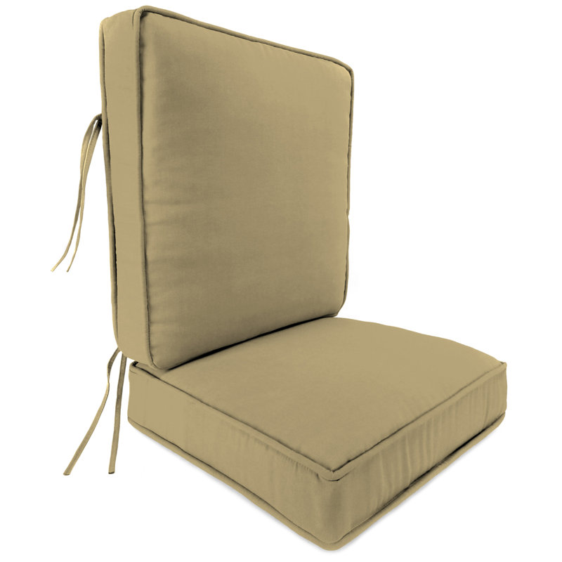 Sunbrella 22" x 45" Outdoor Deep Seat Cushion Set with Ties, Canvas Heather Beige