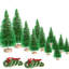 Mini arbre de Noël 12 pièces, table de base avec base en bois Mini arbre artificiel avec 4 tailles de sapin de table pour bouteilles de Noël