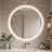 Round LED Bathroom Vanity Mirror with Bluetooth Speaker, Tempered Mirror, Dimmable, Anti-Fog, Touch Control-1746566110