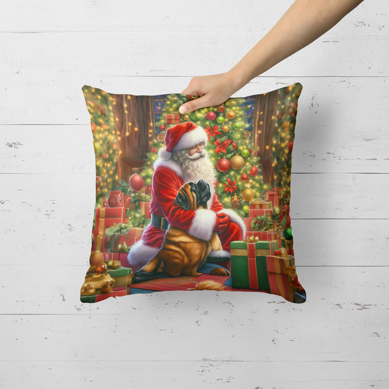 Coussin Mastiff and Santa Claus, H 18 po x l 18 po