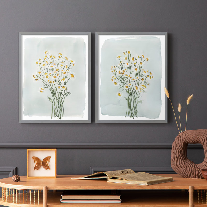 «Chamomile Bouquet I», reproduction encadrée de qualité supérieure - prête à être accrochée - aucun clou requis - aucun clou requis