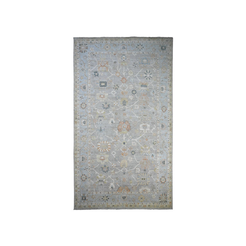 Tapis oriental rectangulaire gris en laine noué à la main 9 pi 9 po x 17 pi 3 po - MOA10289775