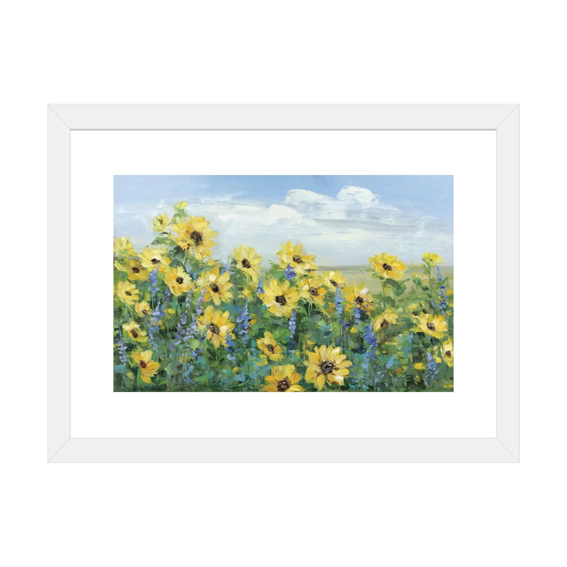 «Sunflower Fields Forever» par Sally Swatland - reproduction d'art, White Paper, Blanc, H 24 po x l 32 po x P 1 po