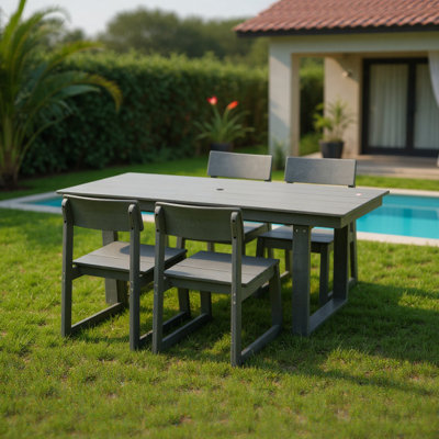 Table de salle à manger 69 pièces 69 po avec 4 chaises et parasol 69 po