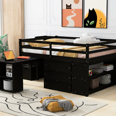 Lit mezzanine avec 3 tiroirs et bureau pratique, rétractable peu encombrant pour la vie moderne