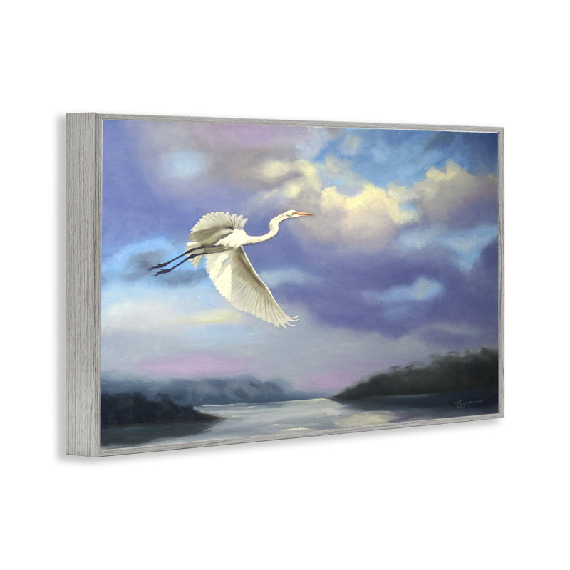 «Aigrette au-dessus des nuages», estampe numérique par D. Rust, Estampe numérique Farmhouse, H 16 po x l 24 po