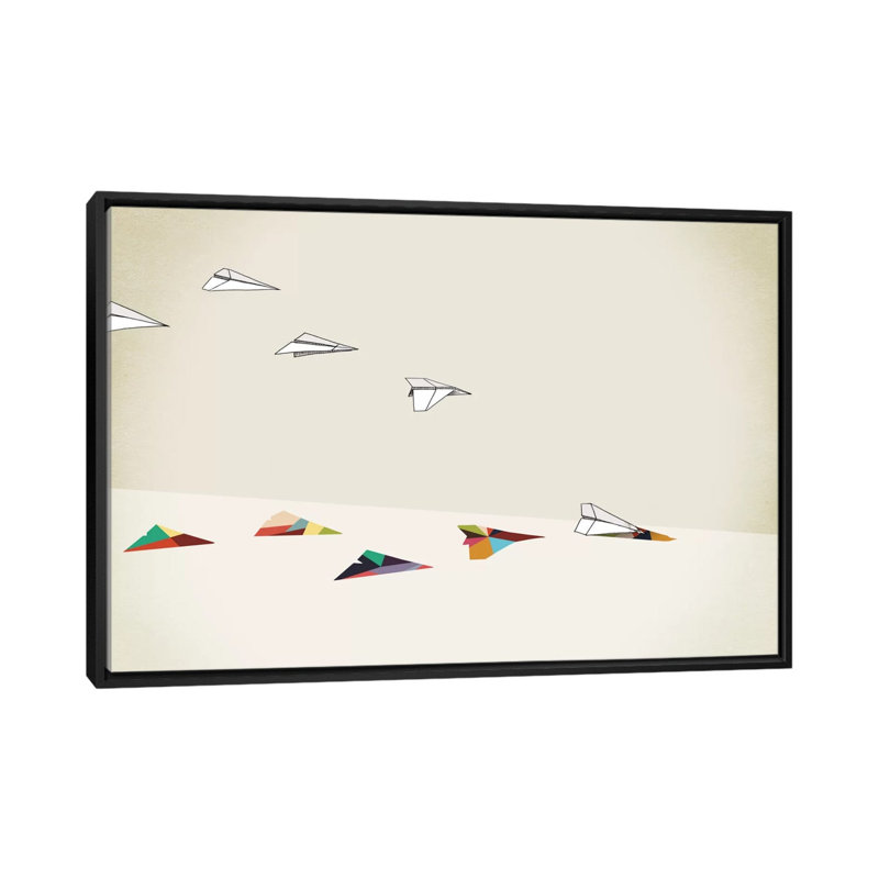 « walking shadows paper plans », impression sur toile, H 18 po x l 26 po x P 1,5 po, Toile avec cadre noir, Pas de tapis