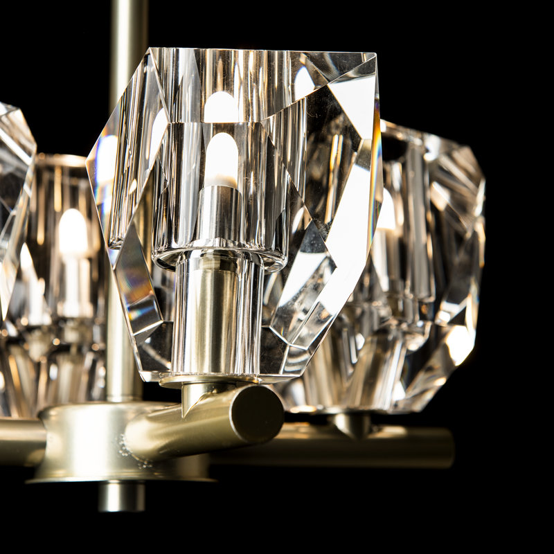 Gatsby 4 - Light Shaded Classic/Traditional Chandelier with Crystal Accents, Modern Brass