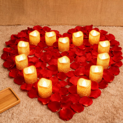 12 pièces de bougies sans flamme pour la Saint-Valentin, bougies à DEL à piles pour arrangement de décoration de fêtes