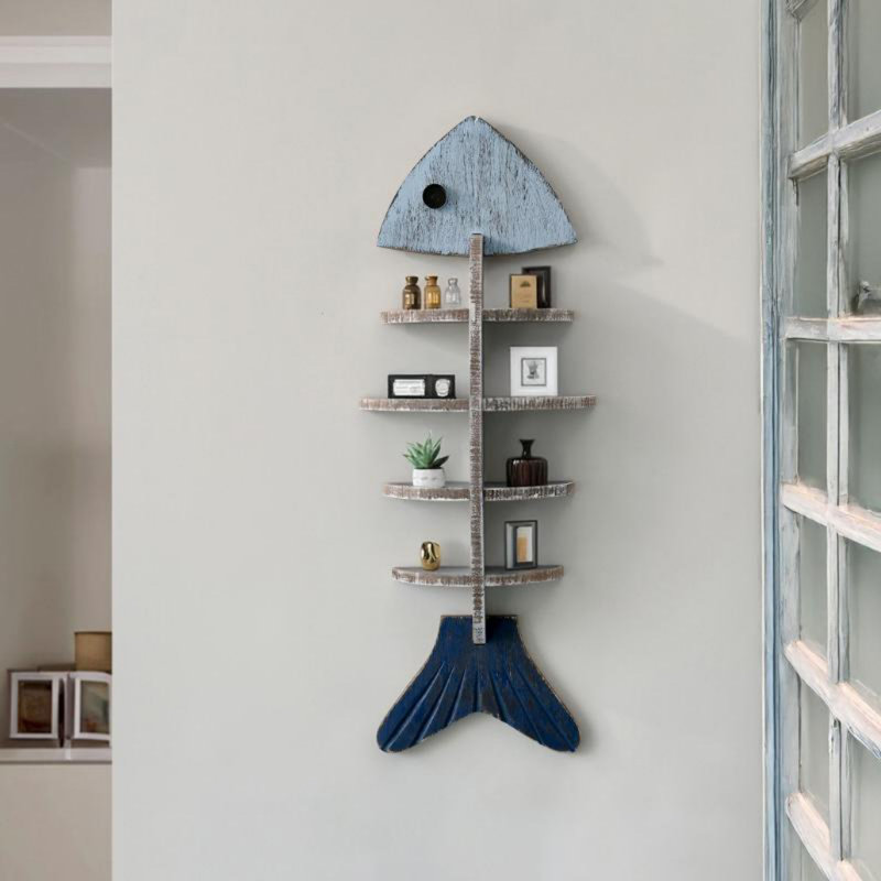 Mediterranean Fishbone Shelf, 26.57" H x 9.84" W x 4.13" D