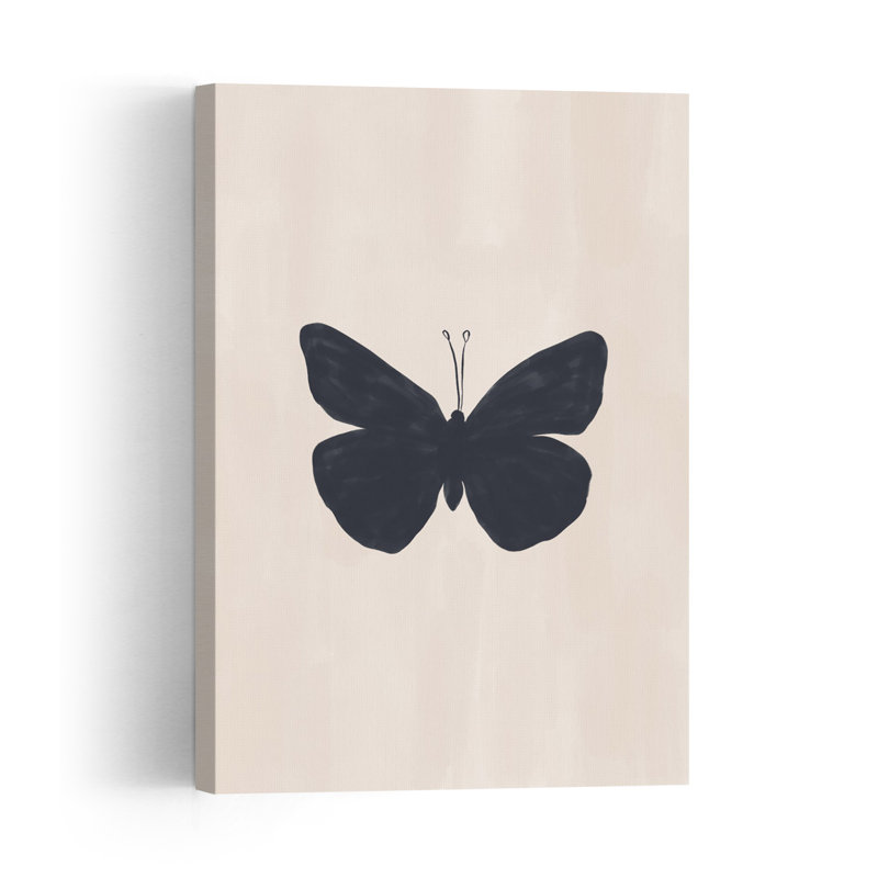 Silhouette de papillon sombre, style minimaliste rustique abstrait, paysage de papillons, art mural nature, H 48 po x l 32 po