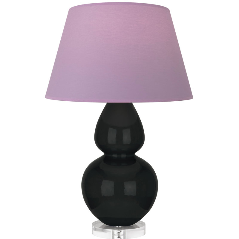Double Gourd Table Lamp, Navy/Gray, Daisy Glazed/Silver