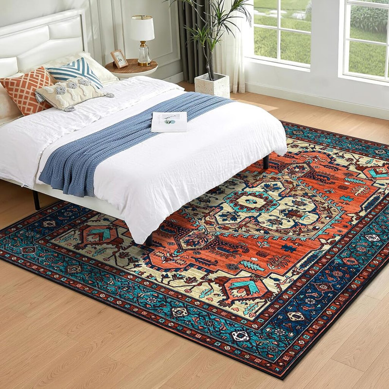 Rectangle 160 cm x 230 cm Vintage Look Flatweave Area Rug
