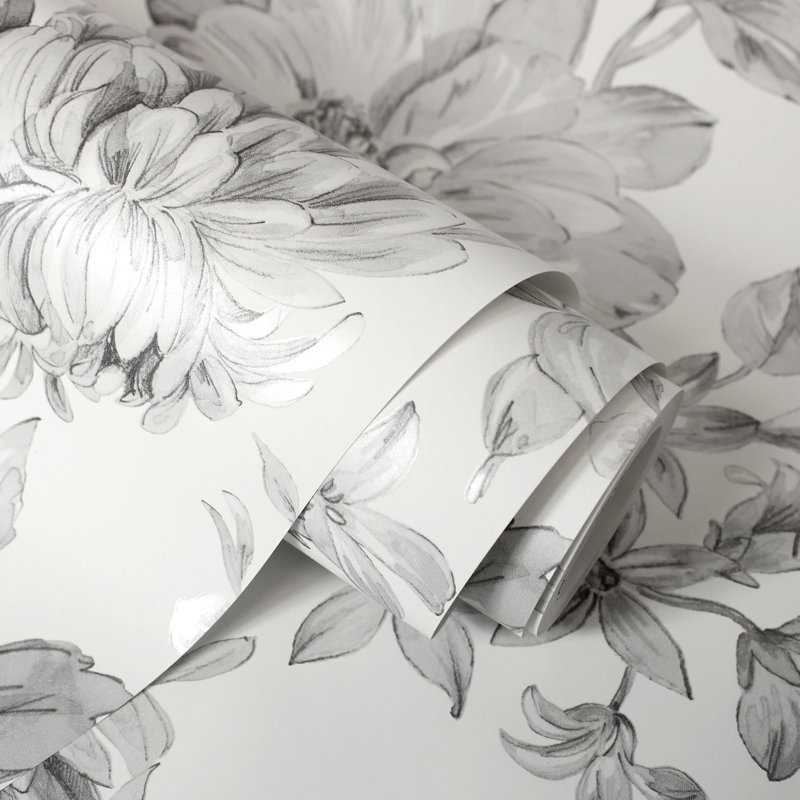 Arcilia 10.5m x 52cm Wallpaper Roll, Grey